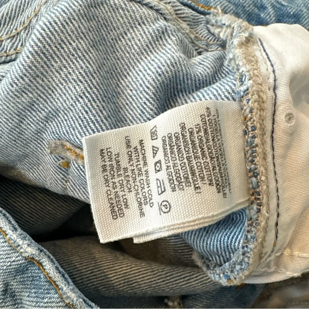 We the Free People Women's Size 29 Blue Wide Leg Jeans Distressed